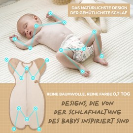 CCOCCOZAM Swaddle, Organic, Ivory, Large, 6-12 Months 19-26lbs, Transition Baby Sleep Sack, Dramatically Better Sleep