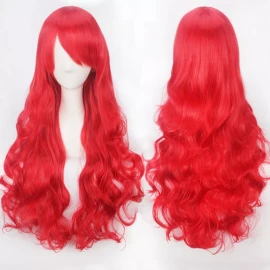 Lucky Day Peluca Cabello Ondulado Color Rojo  Con Flequillo Cosplay
