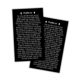 Psalms 91 Bible Verse Wallet Card in Black | 30pk 2x3.5” Prayer Card Umbrella of Protection Shelter Whoever Dwells Rest in Shadow Poster Art Bracelet Driving Keychain First Time Drivers Angel