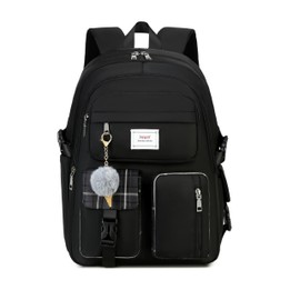 Jaygulf Girls School Backpack Cute Book Bag for Teenagers College Laptop Backpack Black