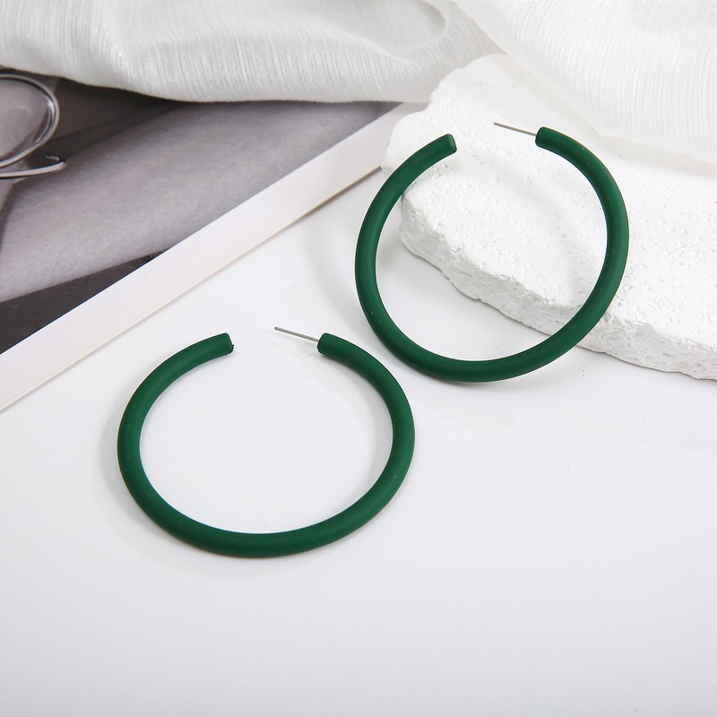 RUOFFETA Large Colorful Acrylic Hoop Earrings - Lightweight Fashion Hoops(Dark