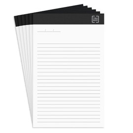 TRU RED Notepad, 5" x 8", Narrow Ruled, White, 50 Sheet Pad, 6 Pads/Pack