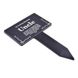 OriginDesigned Uncle Memorial Remembrance Plaque Stake - Gold/Silver/Copper/Black & White, Waterproof, Outdoor, Grave Marker, Tribute, Plant Marker (Black & White)