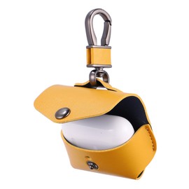 DOITOOL Leather Protective Case Case Cover with Keychain Keychain Pouch for Earbuds Yellow Leather Bag for Earphone