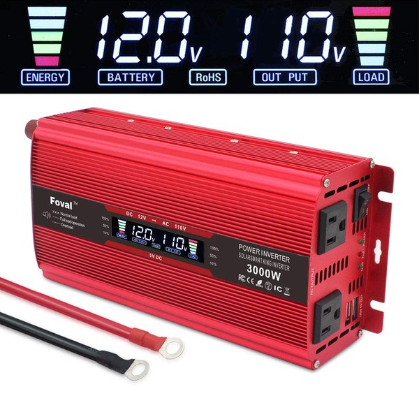 LVYUAN Power Inverter 1500W/3000W Dual AC Outlets and Dual USB