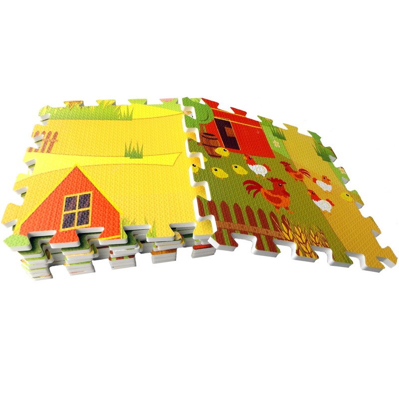 Brigamo Farm Puzzle Mat, 9-Piece Foam Mat, Tested for Harmful