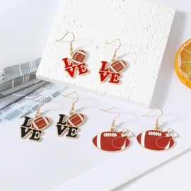 Football Bow Earrings for Women Trendy Acrylic Sports Lover Teardrop Earrings Jewelry Gifts