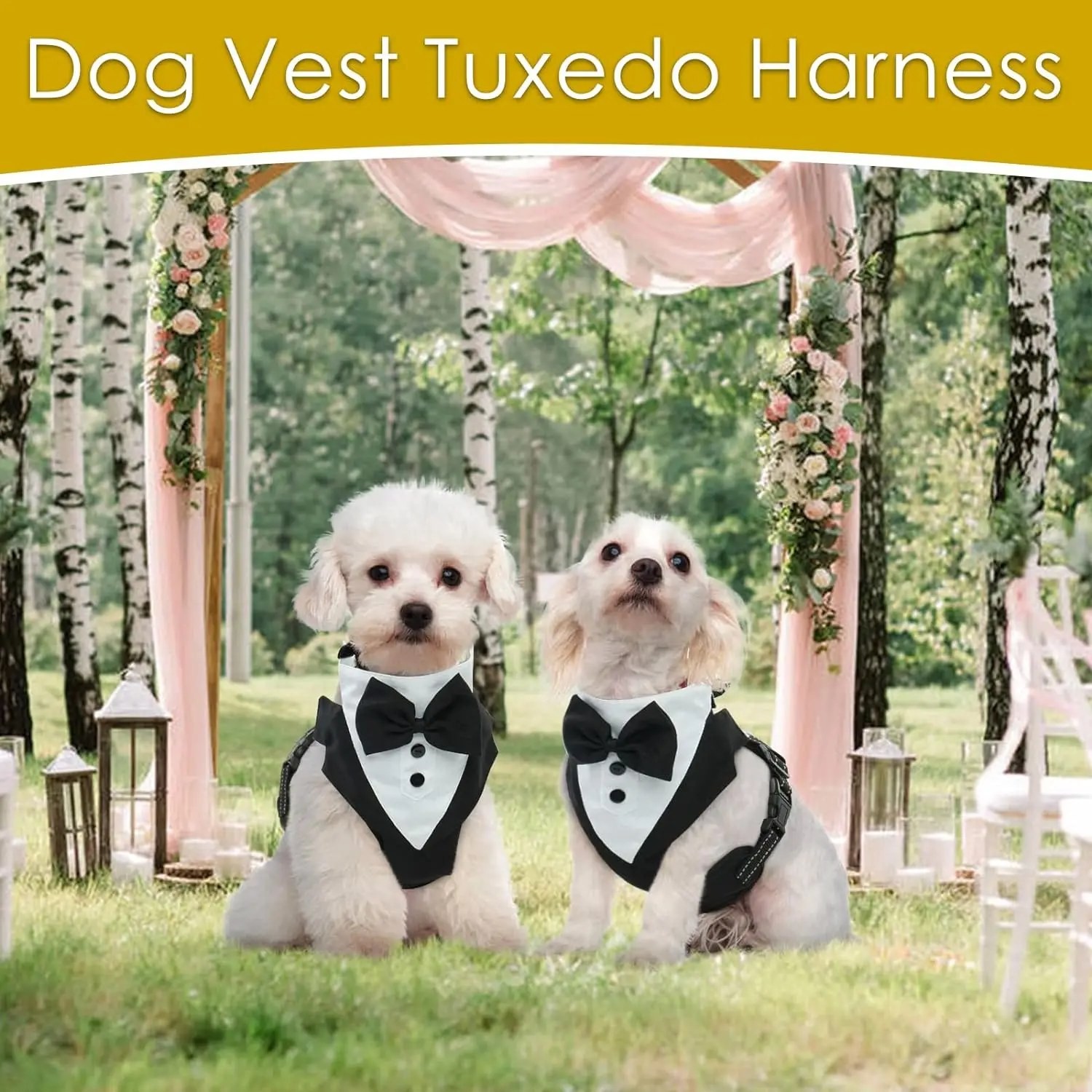 OrganiMax Dog Harness No Pull – Adjustable Bow Tie and Pet Vest, Wedding and Party Celebration