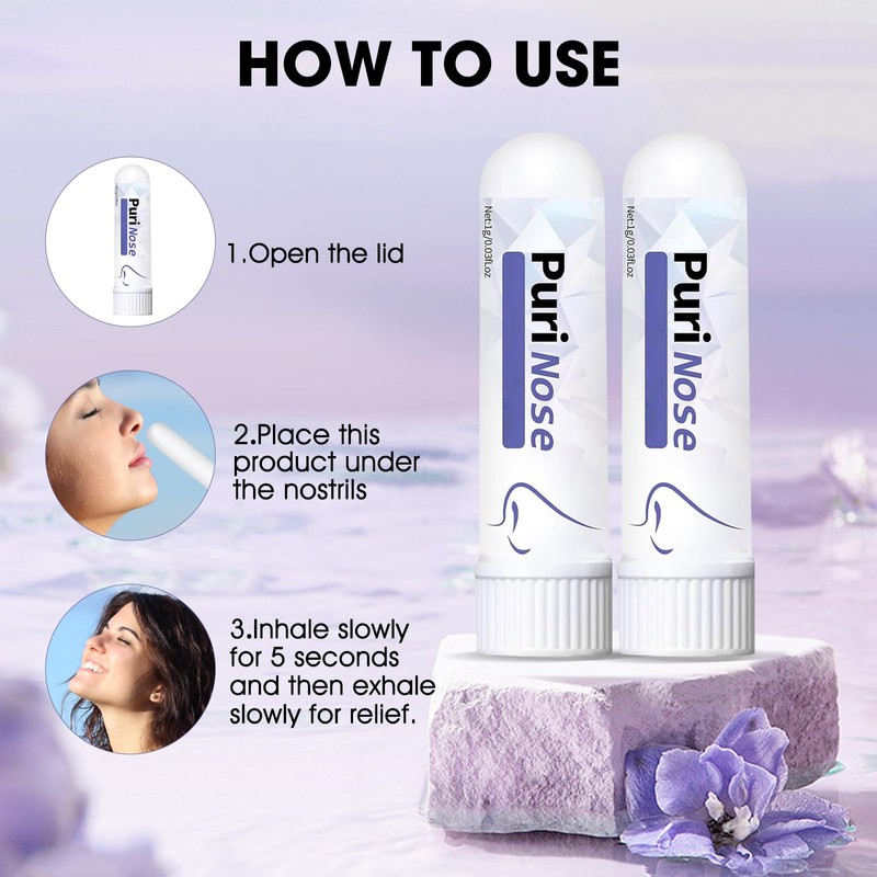 2Pc PuriNose Inhaler,Purinose Nasal Inhaler,2025 New Portable Nasal Suction Stick,Inhaler