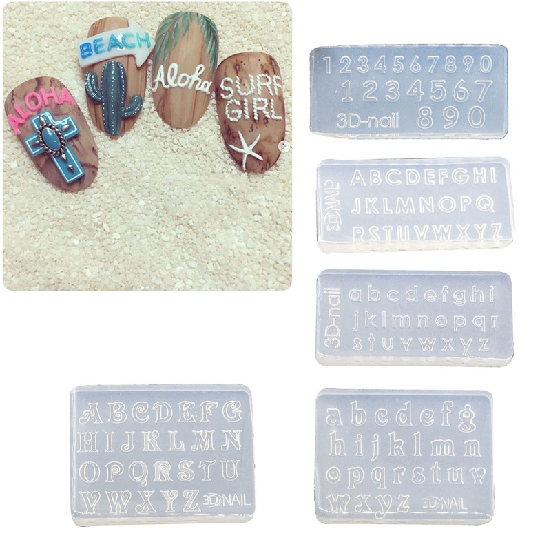 3D Letters and Numbers Nail Art Mold Silicone Combination Decorative