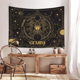 Mocsicka Gemini Constellation Tapestry Gemini Zodiac Sign Tapestry Horoscope Astrology Room Decor Tapestries Wall Hanging For Room 59x51 Inch
