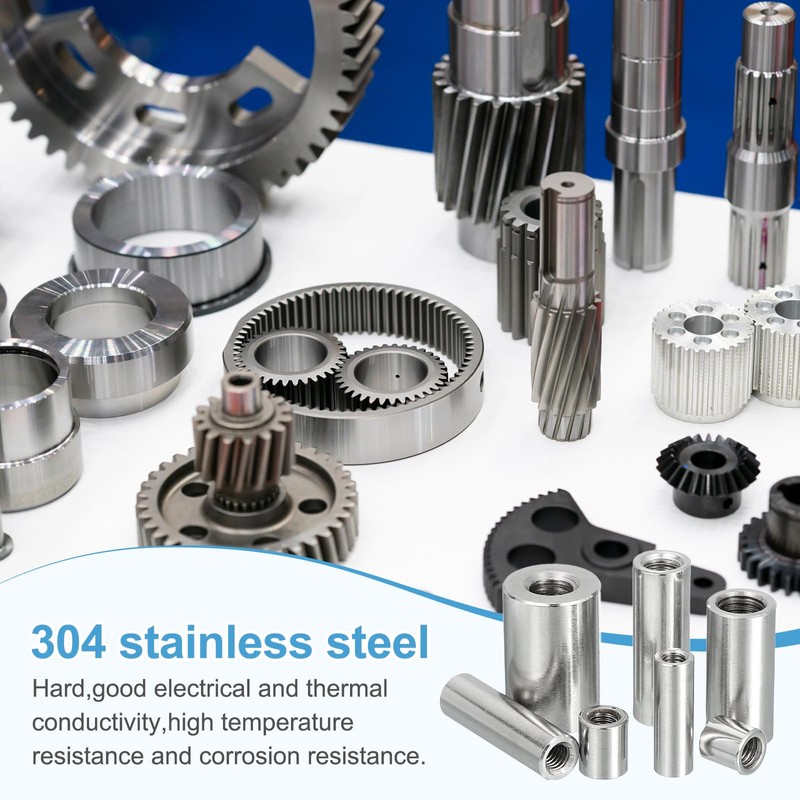 sourcing map 2Pcs M12x1.75x40mm Round Coupling Nuts, Stainless Steel Connector