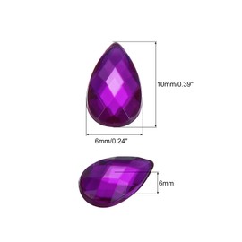 sourcing map 50PCS Flat Back Acrylic Teardrop Gems 6x10mm Artificial Rhinestones for DIY Crafts Bead Wedding Party Face Painting Jewelry Making Purple