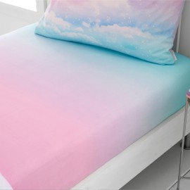 Catherine Lansfield Kids Ombre Rainbow Clouds Double Fitted Sheet Pastel