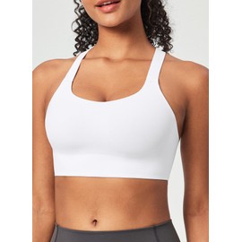 Heathyoga Medium-High Support Sports Bras for Women Molded Cup Adjustable Strappy Sports Bra Supportive Bras for Yoga White