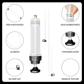 Fushuiyis Automotive Fluid Extractor Pump, 200cc Manual Extraction Pump Oil Change Syringe with Long Rubber Hose, Fuel Suction & Filler, Fluid Oil Change Evacuator
