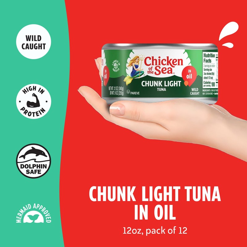 Chicken of the Sea Wild Caught Chunk Light Tuna, 12