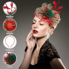 Yunsailing 8 Pcs Fascinators Hat Flower Mesh Tea Party Hat Fascinator Veil Headband for Women Party Wedding(Regular Color)