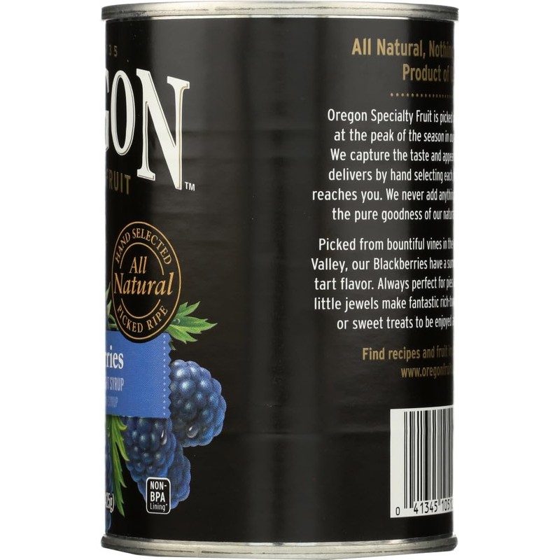 Oregon Fruit Products, Canned Fruits, Blackberries in Light Syrup, 15oz