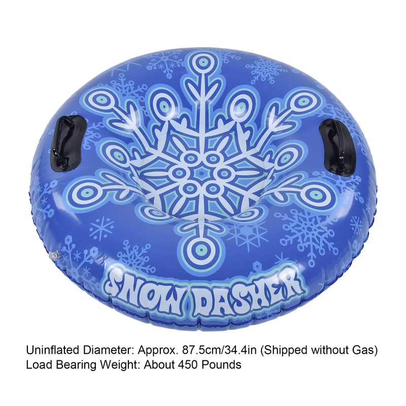 Snow Tube with Handle PVC 450lbs Load Bearing Blue White