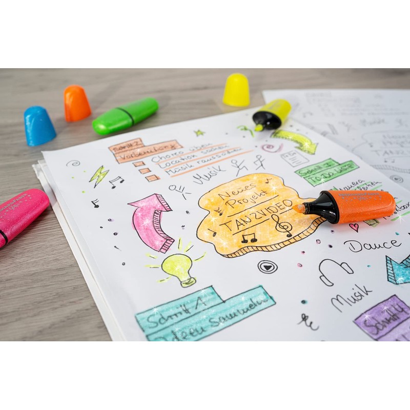 Eberhard Faber 551408 Mini Highlighter Set, Neon Glitter, 5 Marker