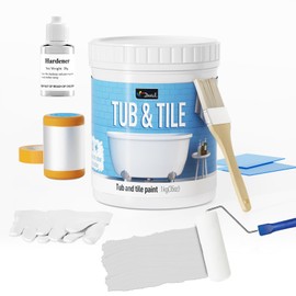 DWIL Tub and Tile Refinishing Kit,Tub Refinishing Kit Light Gray Bathtub Paint, Quick-Dry Tub Paint Water Based Tile Paint for Wall & Floor, Sink Paint for Bathroom, Kitchen, Toilets, Semi-Gloss Light Gray, 50-55sq.ft
