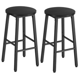 HOOBRO Bar Stools, Bar stools Set of 2,Counter Height Bar Stools, 24.8" Barstools for Kitchen Island, Industrial Kitchen Bar Chairs, for Dining Room, Bar, Black BB07BY01G1N2