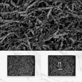 JIWINNER 8 oz (1/2 LB) Crinkle Paper Filler for Gift Wrapping, Black Shredded Paper For Gift Baskets, Crinkle Paper for Christmas Easter Wedding Birthday Craft Gift Boxes Bags Basket Filler Decoration