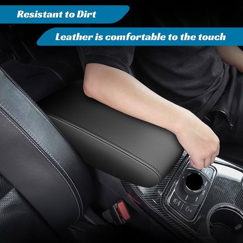 AOMSAZTO Armrest Covers for 2017-2020 Ford Fusion Black Leather