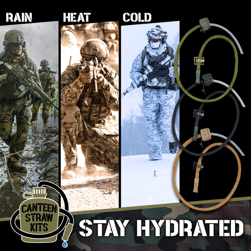 Gearhandle US Military Canteen Straw Kits (Black w/o Canteen)