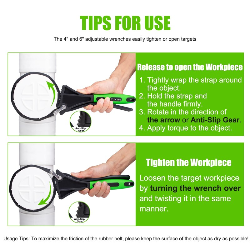 XUNTUI 2-Pack Strap Wrench Set (4" & 6") - Heavy