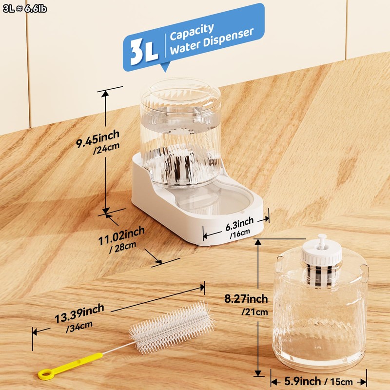 JUNSPOW Automatic Cat Water Dispenser, Dog Water Bowl Dispenser Adjustable