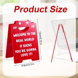 Funny Office Desk Decor Sign, 5.1in Humorous Cubicle Decor for Boss, Principal & Coworker, Acrylic Gag Gift with Sassy Quotes Office Team Gifts for Christmas Birthdays Celebrations (Red)