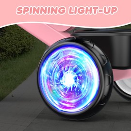 Umatoll Tricycle for Toddlers 2-5 Year Old, Ajustable Toddler Bike Outdoor Toys, Birthday Gift for Girl Age 2-4, Trike with Light up Wheels