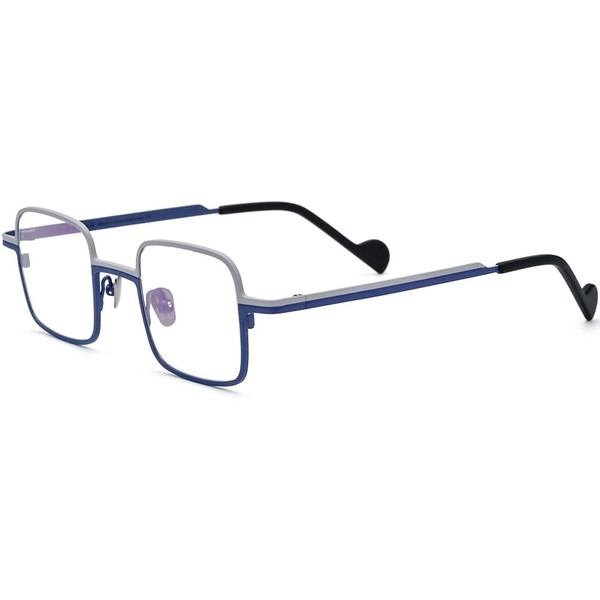 FONEX F85746 - anteojos de titanio puro para hombre, estilo retro, cuadrada, para mujer, estilo clásico, F85746 Blanco Azul, 45-25-145