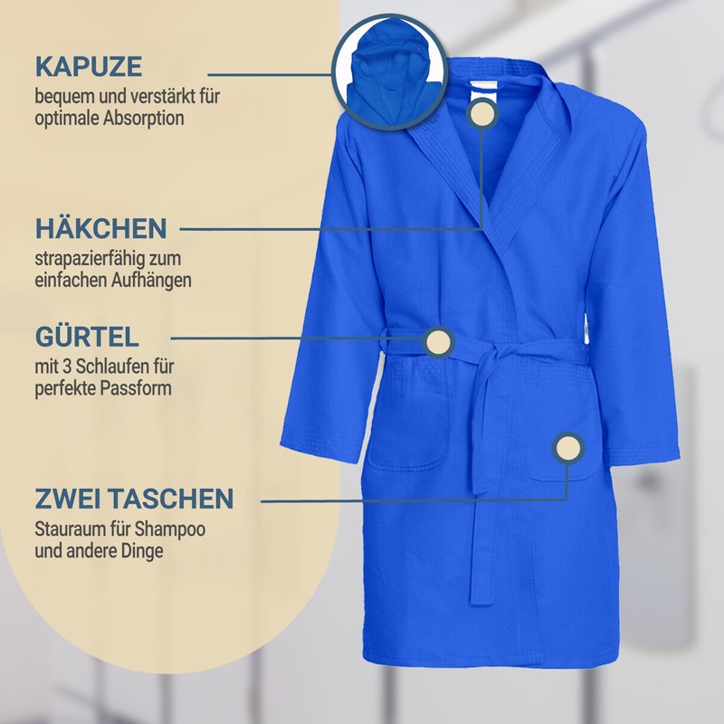 Dorian Home Unisex Microfibre Bathrobe with Practical Pockets and Hood,