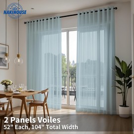NAKIHOUSE Voile Curtain, Gray Voile Curtains for Living Room 63 Drop Net Curtain Light Filtering Window Treatment Sheer & Drapes Eyelet Top Curtains for Bedroom/Nursery Room 52" x 63", 2 Panels