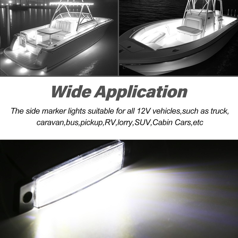AOXLFU 10pcs White 12V 6LED Trailer Side Marker Indicator Lights