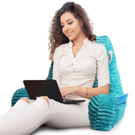 Nestl Reading Pillow for Bed Adult with Fleece Blanket – Back Pillow for Sitting in Beds, Standard Bed Pillows for Sitting Up, Foam Chair Pillow, Teal Rest Pillow