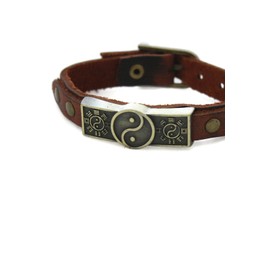 Studded Yin Yang Leather Essential Oil Diffuser Bracelet- Unisex- Buckle