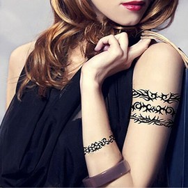 Yesallwas Tattoo Stickers Tribal Chain Set of 6 Bracelet Tattoo Sticker Body Stickers Men Women Tattoo Stickers Waterproof Easy to Apply to Arms, Legs, Body, Chest, Shoulder, Back tattoo 9X19CM(M)