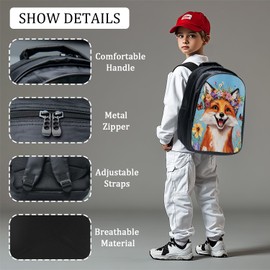 UIAMT 3PCS Fox Backpack for Boys Girls, Kids Backpack Set with Lunch Box, Backpacks for Kids Children Teens Toddler Elementary Middle School - Bookbag Travel Back Pack Ages 6-18