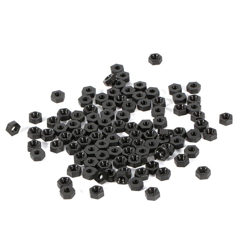 100pcs Hex Nut Nylon Nut M3 Screw Nut Thread Black
