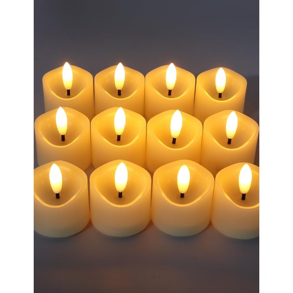 HOME MOST 12-Pack Flameless Votive Candles with Flickering Flame (White