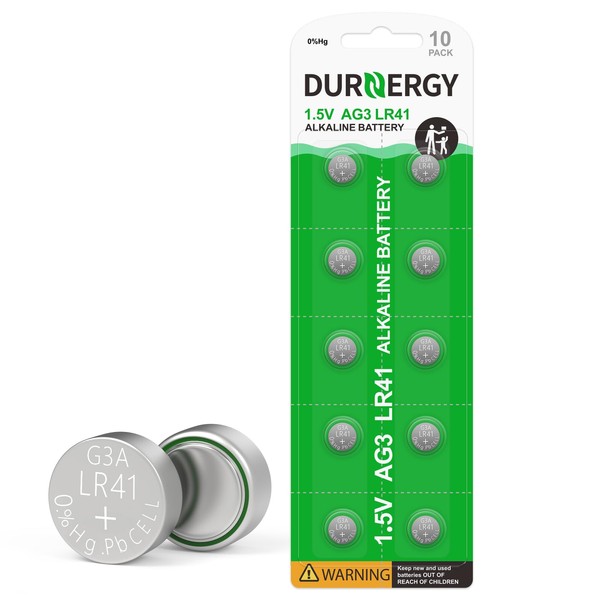 DURNERGY LR41 Batteries 10 Pack, 384 392 Watch Battery 1.5