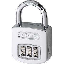 ABUS 160/50HB50 Weatherproof Resettable Chrome Combination Padlock, 4 Dial, with 2" Long Shackle