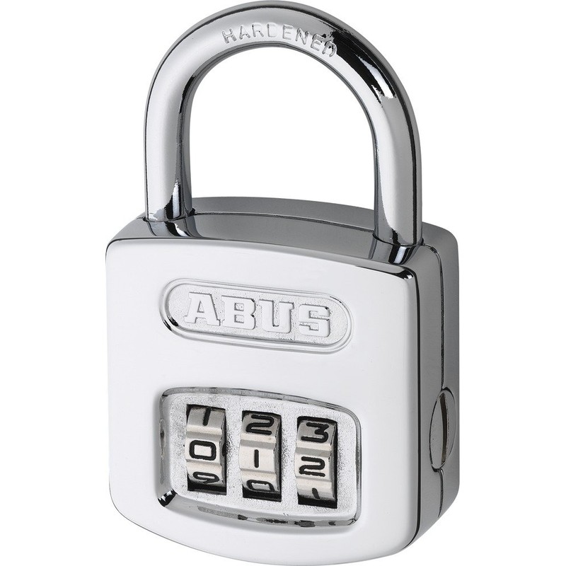 ABUS 160/50HB50 Weatherproof Resettable Chrome Combination Padlock, 4 Dial, with