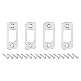 sourcing map 4Pcs Door Strike Plate, 57mm x 25.5mm Stainless Steel Latch Deadbolt Replacement Lock Strike Plates for Door Frame Door Jamb Reinforcement, Silver