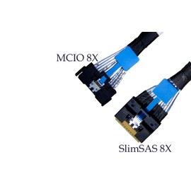 DiliVing 𝐃𝐢𝐋𝐢𝐧𝐤𝐞𝐫 𝐌𝐂𝐈𝐎 x8 to 𝐒𝐥𝐢𝐦𝐒𝐀𝐒 x8,𝐒𝐅𝐅-𝐓𝐀-𝟏𝟎𝟏𝟔 74Pin to 𝐒𝐅𝐅-𝟖𝟔𝟓𝟒 74Pin,PCIe Gen5 Mini Cooledge IO，Double Straight Cable 100CM (CBL-MCIO-1270S4T2)