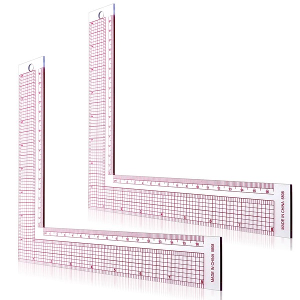 Grevosea 2 Pcs Plastic L-Square Shape Ruler French Curve Sewing